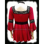 Red and Black Medieval Gothic Long Tunic Top Blouse